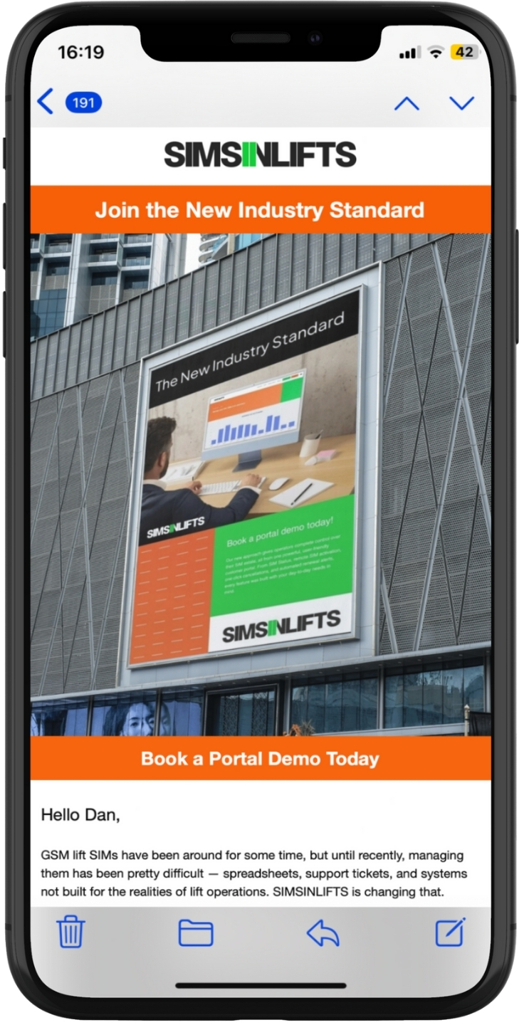 email marketing simsinlifts screen