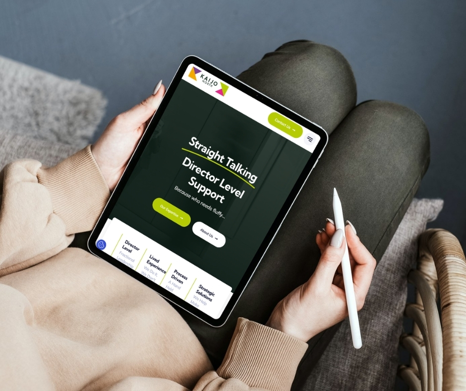 Kaijo North responsive website homepage shown on a tablet