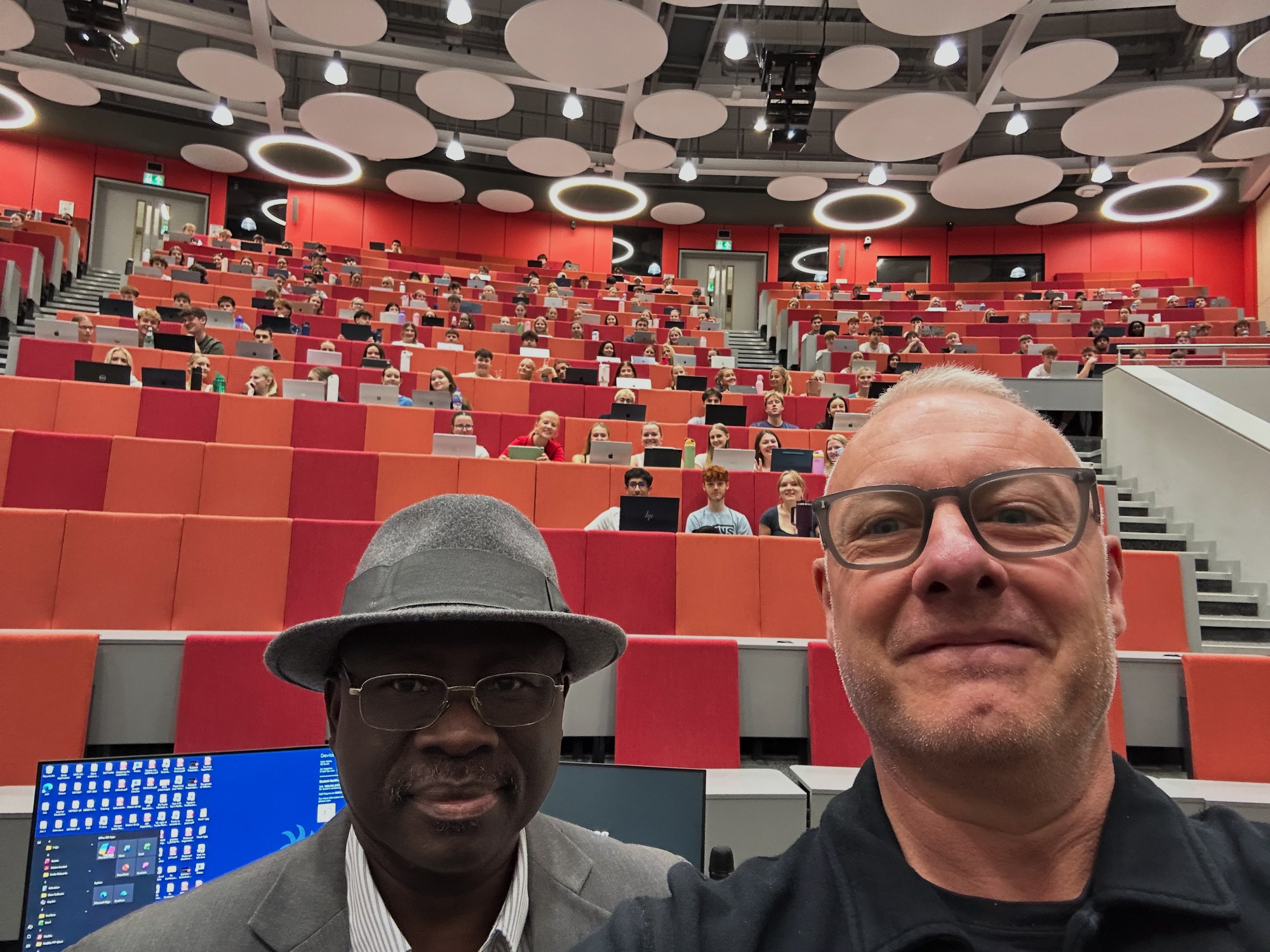 Dan Newton guest lecturing to marketing students at Newcastle University Business School